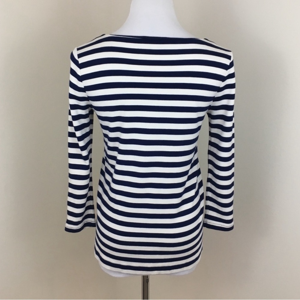 Madewell Navy Blue Nautical Stripes Stripeturn Ponte Top Blouse S - Picture 3 of 6